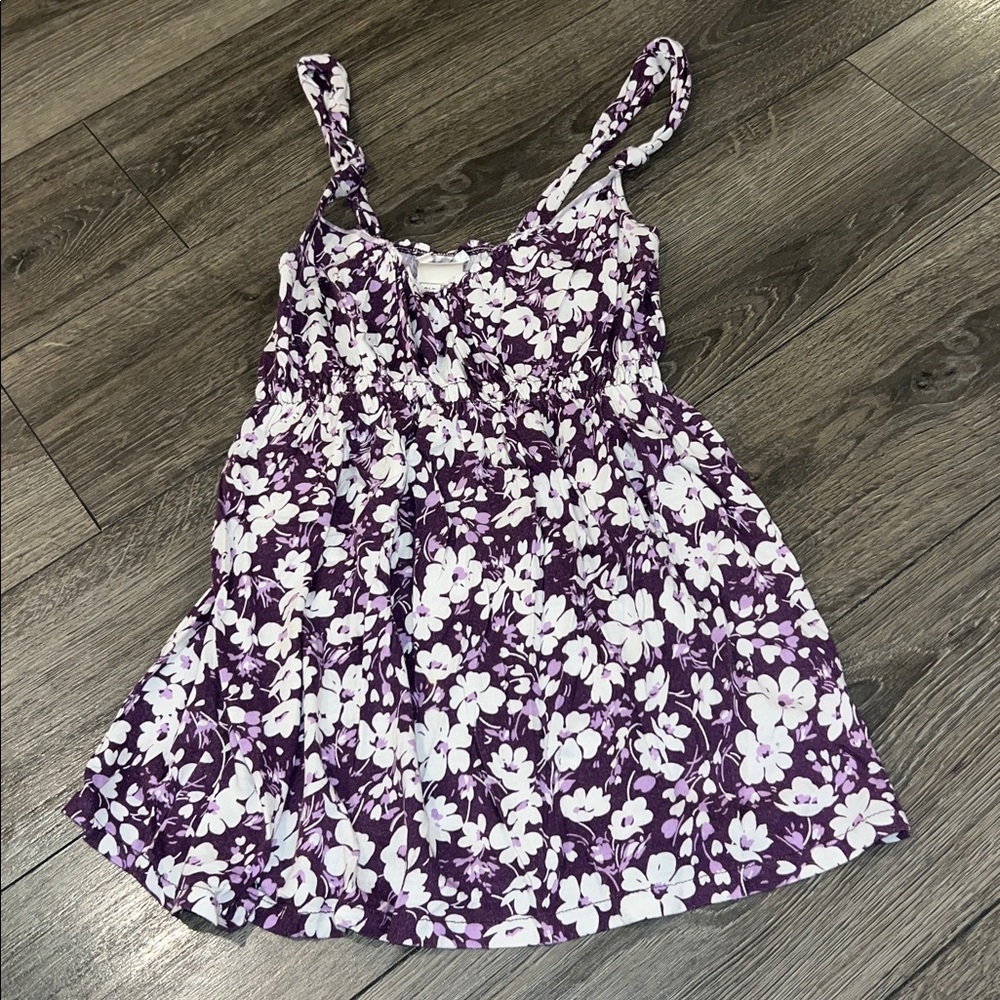 Purple and White Floral Tank Top